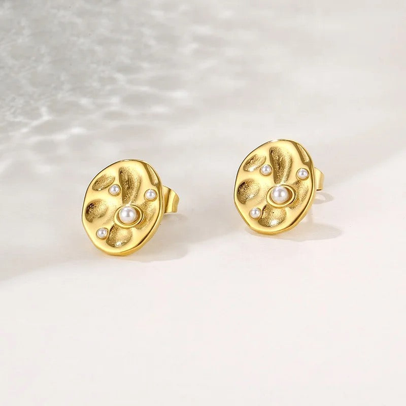 18K Gold Plated limited Pearl Stud Earrings