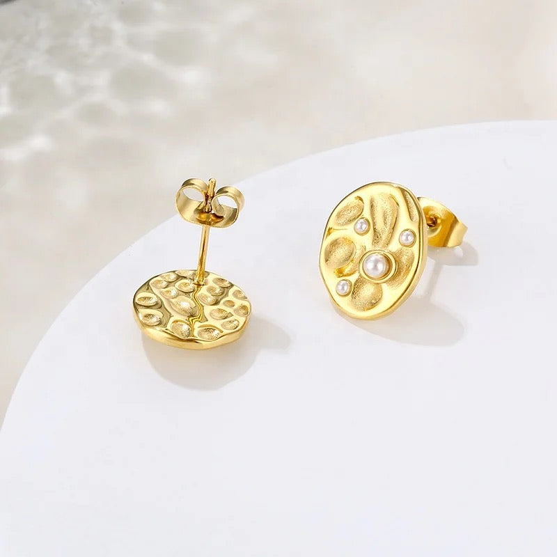 18K Gold Plated limited Pearl Stud Earrings