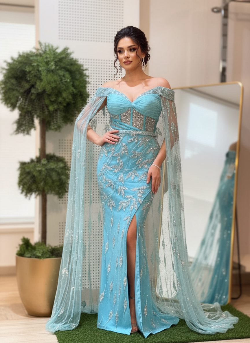 Aqua Siren Couture Gown