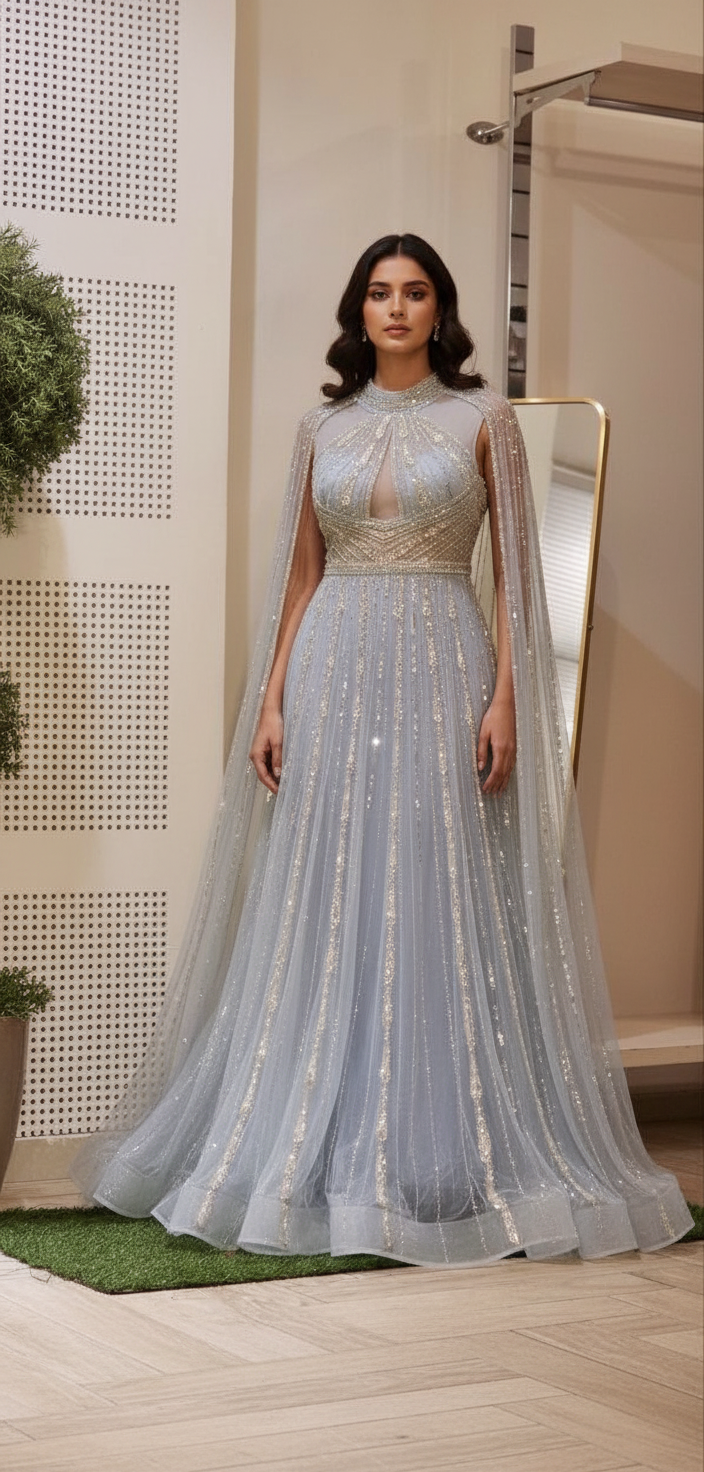 1644926 فستان فضي ثلجي – Arwa Fashion