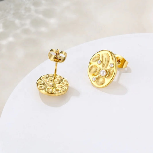 18K Gold Plated limited Pearl Stud Earrings